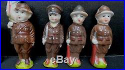 RARE Vtg Antique US WW 1 Soldiers Bisque Set Japan Military Dolls Original Box
