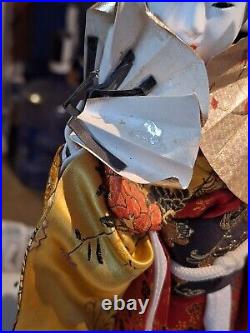 Rare 16 in Japanese Vintage Geisha Doll -Traditional Multi-Colored Kimono