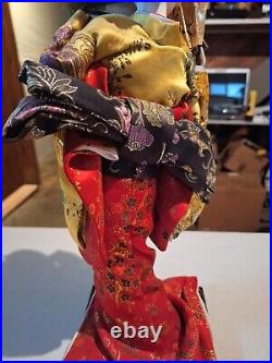 Rare 16 in Japanese Vintage Geisha Doll -Traditional Multi-Colored Kimono