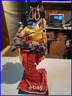 Rare 16 in Japanese Vintage Geisha Doll -Traditional Multi-Colored Kimono