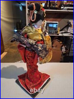Rare 16 in Japanese Vintage Geisha Doll -Traditional Multi-Colored Kimono