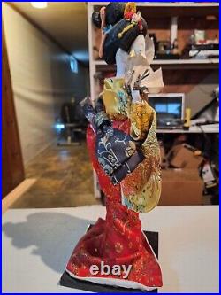 Rare 16 in Japanese Vintage Geisha Doll -Traditional Multi-Colored Kimono