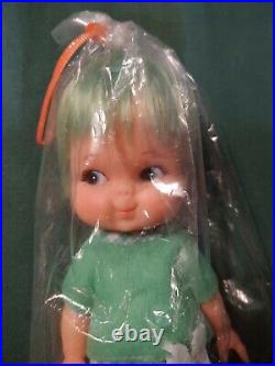 Rare 1960's Japan Made Shiba Era Big Eyes Doll Kiddle With Rare Green Hair