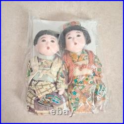Rare Vintage Gofun Ichimatsu Dolls 1940s Japanese Silk Kimonos