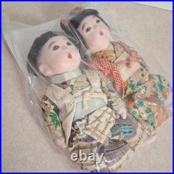 Rare Vintage Gofun Ichimatsu Dolls 1940s Japanese Silk Kimonos