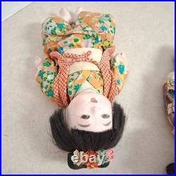 Rare Vintage Gofun Ichimatsu Dolls 1940s Japanese Silk Kimonos