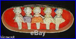 Rare Vintage Japanese Bisque Porcelain (5) Quintuplets Dolls Made in Japan