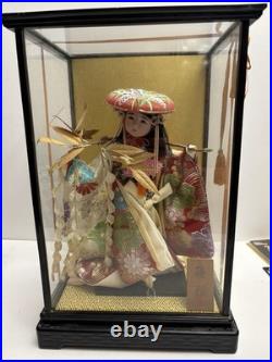 Rare Vintage Japanese Giesha Doll Numbered Glass Case 12 Figurine. Beautiful