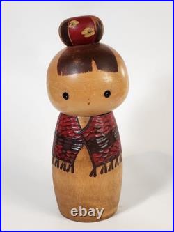 Rare Vintage Sosaku Kokeshi by Hiroe Fukushima Japan Handmade Wooden Doll 1970s
