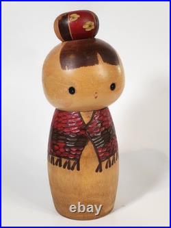 Rare Vintage Sosaku Kokeshi by Hiroe Fukushima Japan Handmade Wooden Doll 1970s