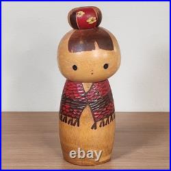 Rare Vintage Sosaku Kokeshi by Hiroe Fukushima Japan Handmade Wooden Doll 1970s