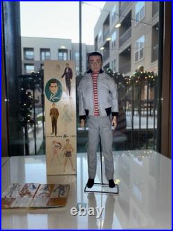 Rare Vintage T. M. 1960 Barbie Boyfriend Brown Flocked Hair Ken Doll # 750