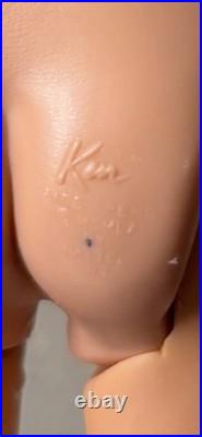 Rare Vintage T. M. 1960 Barbie Boyfriend Brown Flocked Hair Ken Doll # 750