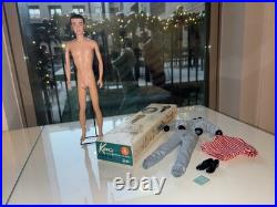 Rare Vintage T. M. 1960 Barbie Boyfriend Brown Flocked Hair Ken Doll # 750