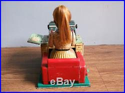 Rare vintage battery powered TYPIST doll tin toy made in Japan (Working order)