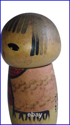 Retro Vintage kokeshi doll by Hiroe Fukushima 16cm Sousaku Japan Figure signed
