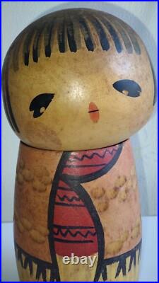 Retro Vintage kokeshi doll by Hiroe Fukushima 16cm Sousaku Japan Figure signed