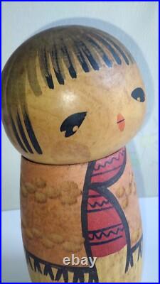 Retro Vintage kokeshi doll by Hiroe Fukushima 16cm Sousaku Japan Figure signed