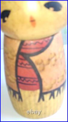 Retro Vintage kokeshi doll by Hiroe Fukushima 16cm Sousaku Japan Figure signed