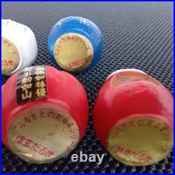 Seven Vintage Daruma Dolls Set Shirakawa Kurume Takasaki Shingen Hime Showa Era