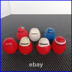 Seven Vintage Daruma Dolls Set Shirakawa Kurume Takasaki Shingen Hime Showa Era