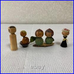 Showa Retro Swaying Kokeshi Doll Miniatures 4 Piece Set Handcrafted Vintage