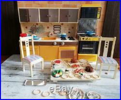 Sindy Doll House Kitchen Dining table Chair Tableware Vintage Rare From JAPAN