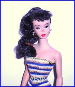 Stunning Vintage 1959 # 3 Brunette Ponytail Barbie TM Model 850 Japan Mint