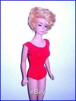 Stunning Vintage 1963 Pale Blonde Bubble Cut Barbie 850 with Pink Lips Japan Mint