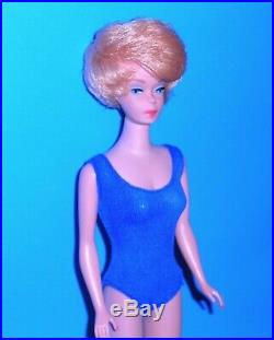Stunning Vintage 1964 Lemon Blonde Bubble Cut Barbie 850 with Coral Lips Japan