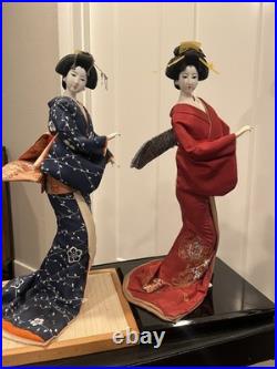 TWO Vintage Japanese Geisha Doll Traditional Style Sukiyo Dolls