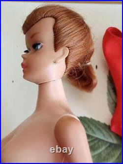 Titian Redhead Swirl Ponytail Vintage Barbie In Red Swimsuit 1964 Exc. Pink Lips