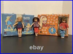 Tutti Doll Lot 1965 Includes Three Dolls Two Cases. One Tutti Outfit VTG Clothes