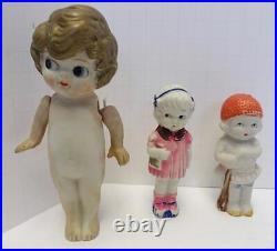 Twelve 1920s Era Antique Stone Bisque Dolls Made In Japan