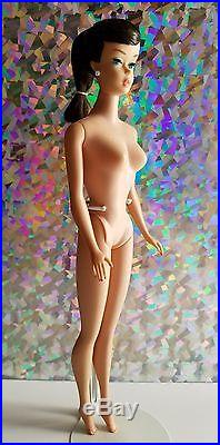 VHTF STUNNING Vintage Brunette Swirl Ponytail Barbie Doll 1964 Nude Mattel Japan