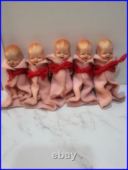 VINTAGE 1930's ERA Dionne Quintuplets DOLLS 5 LITTLE BEAUTIES JAPAN RARE