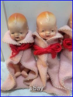VINTAGE 1930's ERA Dionne Quintuplets DOLLS 5 LITTLE BEAUTIES JAPAN RARE