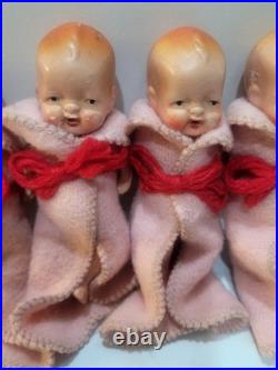 VINTAGE 1930's ERA Dionne Quintuplets DOLLS 5 LITTLE BEAUTIES JAPAN RARE