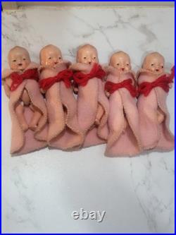 VINTAGE 1930's ERA Dionne Quintuplets DOLLS 5 LITTLE BEAUTIES JAPAN RARE