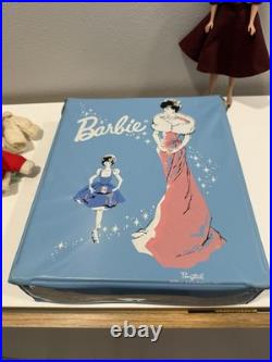 VINTAGE 1958 BUBBLE CUT BARBIE DOLL With1962 BLUE CASE & CLOTHES LOT
