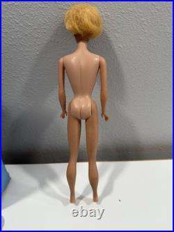 VINTAGE 1958 BUBBLE CUT BARBIE DOLL With1962 BLUE CASE & CLOTHES LOT