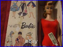 VINTAGE 1960s OOAK REDHEAD SWIRL PONYTAIL BARBIE WITH STAND AND PACK