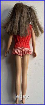 VINTAGE 1963 MATTEL BARBIE SKIPPER DOLL BRUNETTE Marked Japan Foot W Carry Case