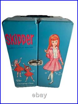 VINTAGE 1963 MATTEL BARBIE SKIPPER DOLL BRUNETTE Marked Japan Foot W Carry Case