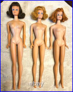 VINTAGE 3 MIDGE DOLLS, 1960s, 1 BRUNETTE, 1 BLONDE, 1 REDHEAD + 3 FREE BONUSES