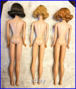 VINTAGE 3 MIDGE DOLLS, 1960s, 1 BRUNETTE, 1 BLONDE, 1 REDHEAD + 3 FREE BONUSES