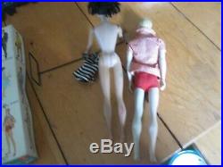 VINTAGE BARBIE & KEN DOLLS LOT 1960s M/ Japan box stand bathing suit blonde ken
