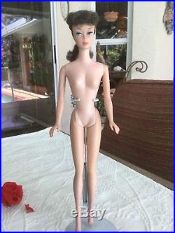 VINTAGE BARBIE PONYTAIL BRUNETTE #6 WithRED SWIMSUIT & JAPAN MULES BEAUTIFUL