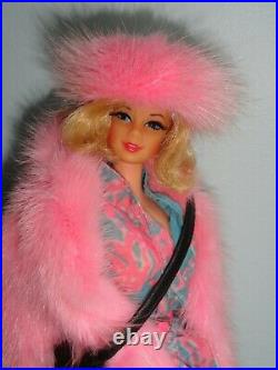 VINTAGE BARBIE TNT STACEY DOLL WithRUFFLES & SWIRLS & PINK MINK COAT & ACCES
