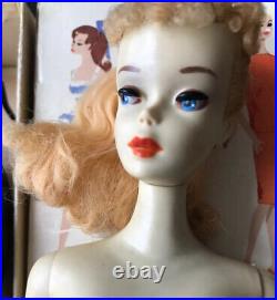 VINTAGE BLONDE PONYTAIL BARBIE DOLL 3 with Swimsuit Box and Accessories